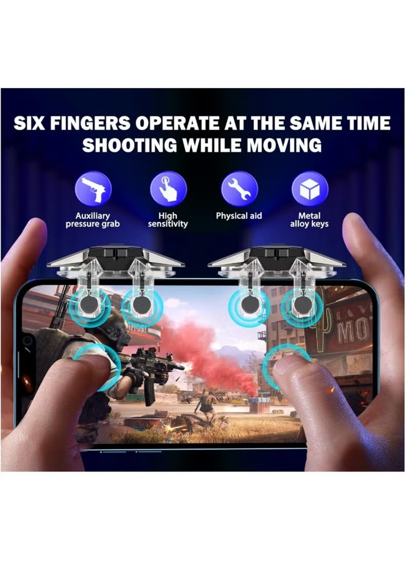 Generic Mobile Game Controller Trigger, Mobile Game Accessories 6 Finger Trigger Sensitive Shoot and Target Buttons Smartphone Game Controller Gamepad for PUBG/Survival Rules/Knives Out  - Image 2