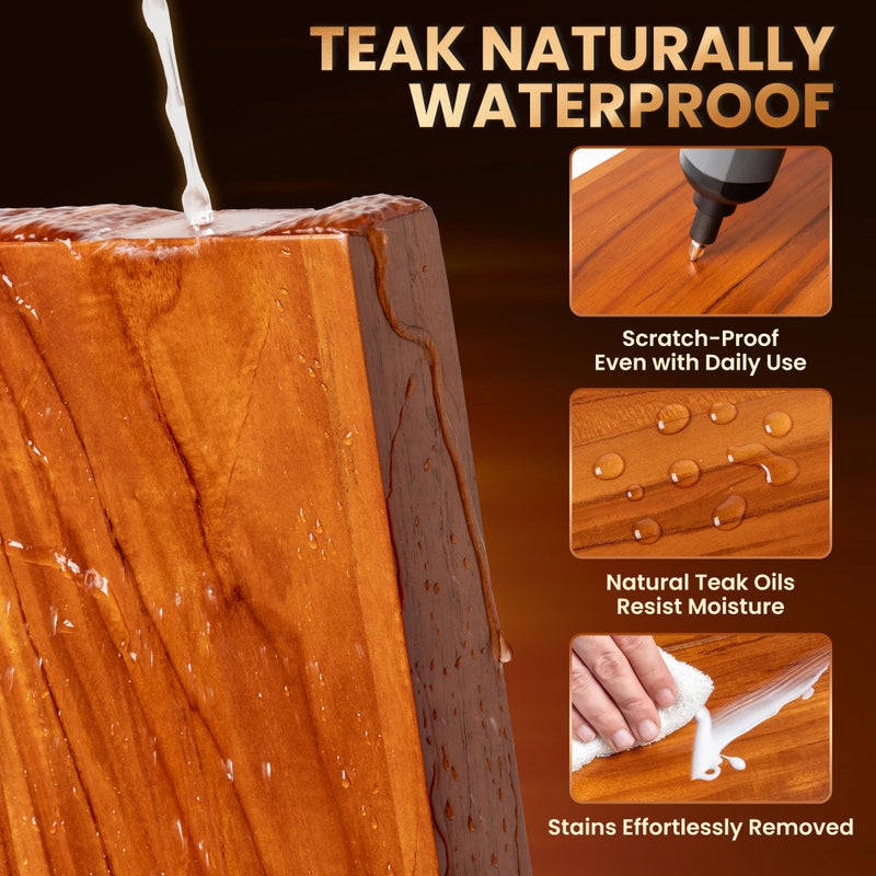 Realgulf Teak Floating Shelves Set of 2-24 Inch Natural Waterproof Wood Wall Shelves with Invisible Brackets for Bathroom, Kitchen, Balcony - Solid Teak Wood Shelving, Water-Resistant Wall Decor - Image 3