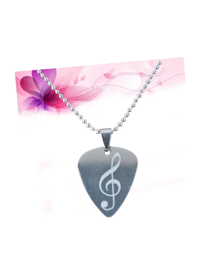 GGOOT guitar thumb picks music pendant necklace electric guitar picks Musician Jewelry Gift plectrum guitar bass plectrum Personalized Pendant Gift music band funny woman Note Fashion Silver Medium - Image 4