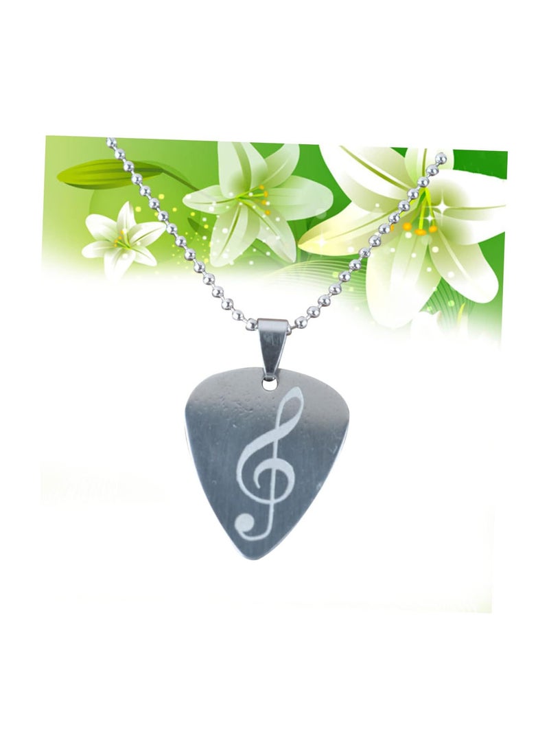 GGOOT guitar thumb picks music pendant necklace electric guitar picks Musician Jewelry Gift plectrum guitar bass plectrum Personalized Pendant Gift music band funny woman Note Fashion Silver Medium - Image 2