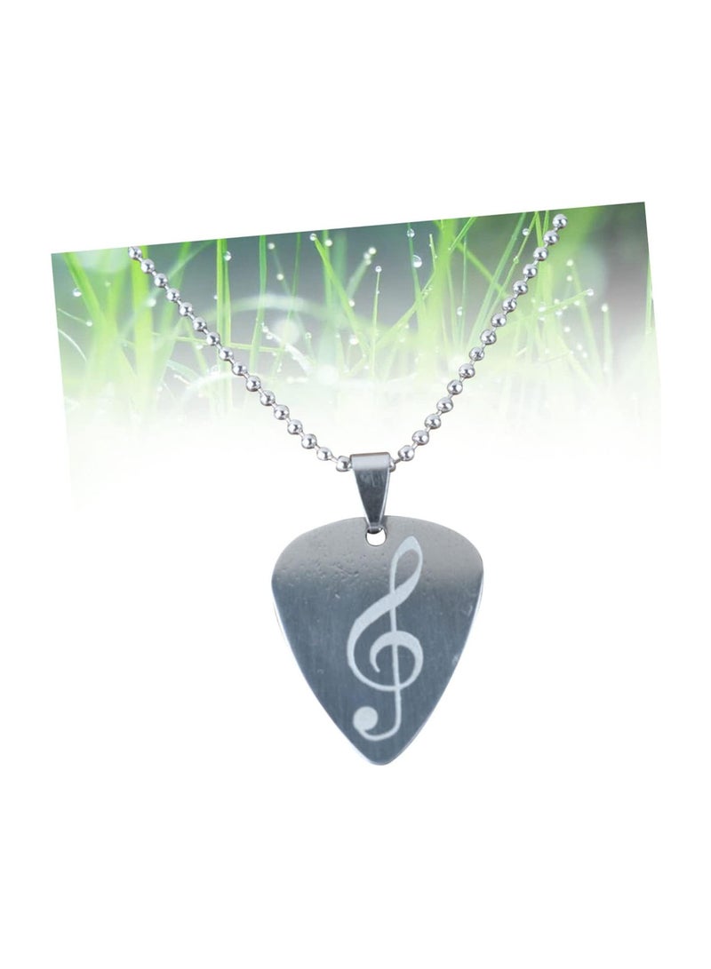 GGOOT guitar thumb picks music pendant necklace electric guitar picks Musician Jewelry Gift plectrum guitar bass plectrum Personalized Pendant Gift music band funny woman Note Fashion Silver Medium - Image 5