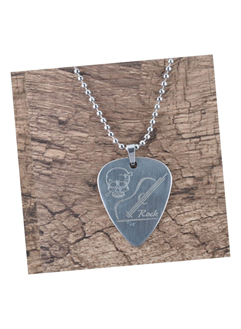 GGOOT guitar thumb picks music pendant necklace electric guitar picks Musician Jewelry Gift plectrum guitar bass plectrum Personalized Pendant Gift music band funny woman Note Fashion Silver Medium - Image 3