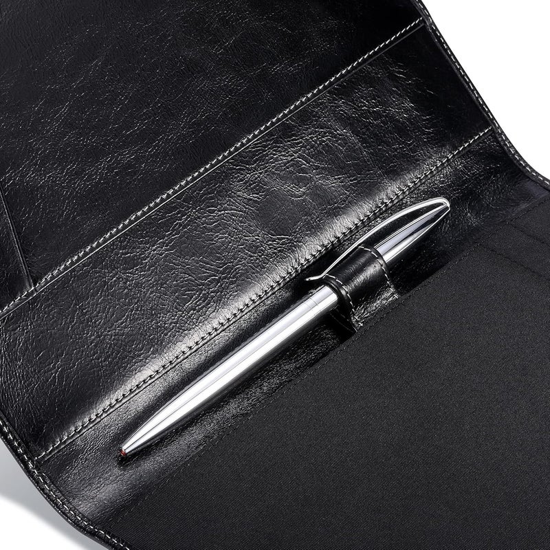 HISCOW Leather Junior Padfolio for Men & Women with Pen Loop, Italian Calfskin, Business Portfolio Notebook Folder (Antiqued Black) - Image 4