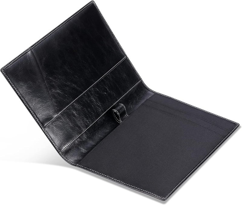 HISCOW Leather Junior Padfolio for Men & Women with Pen Loop, Italian Calfskin, Business Portfolio Notebook Folder (Antiqued Black) - Image 3