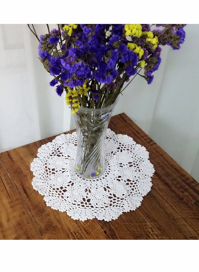 KASTWAVE Tablecloths, Crochet Hook Cotton Lace Hollow Crochet Table Mat, Placemat Cover Towel Beige, White Handmade Table Cloth, Doilies Round, 18 Inches. - Image 5
