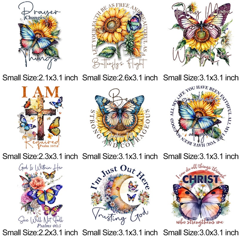 RURUIS 9pcs Butterfly Iron On Transfer Patches for T-Shirts Clothing Thermal Transfers Vinyl Sticker Ready to Press Decals Small Size Decoration Appliques DIY Crafts - Image 2