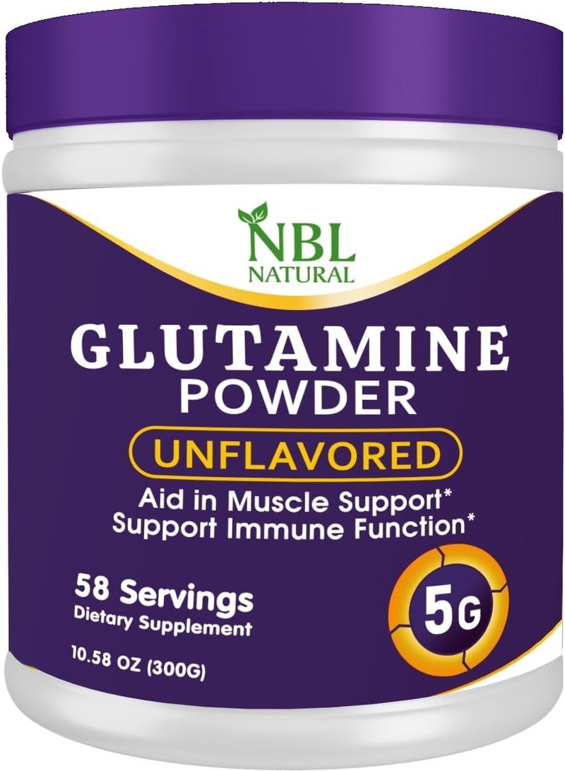 أن بي أل ناتشورال Glutamine Powder, Unflavoured, 300g, 58 Servings, 5g L-Glutamine Per Serving - Image 1