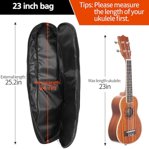 Mdvora 23in Ukulele Case, Waterproof Durable Ukulele Padded Bag with Adjustable Straps for Concert - Image 3