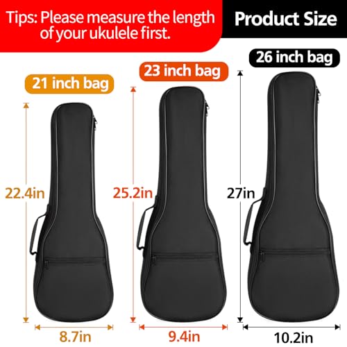 Mdvora 23in Ukulele Case, Waterproof Durable Ukulele Padded Bag with Adjustable Straps for Concert - Image 2