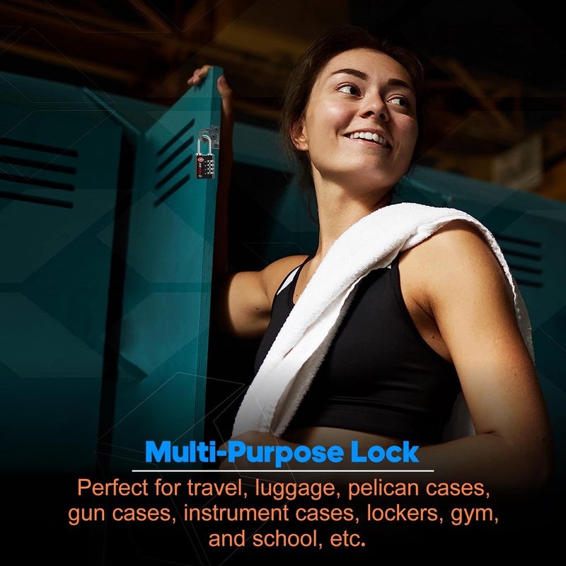 Forge Forge Dual-Opening: Key or Combination Access Lock, TSA Approved Locks for Luggage, Pelican case, Travel, Gym, School, Stainless Steel Shackle. (Black 2 Pk)  - Image 5
