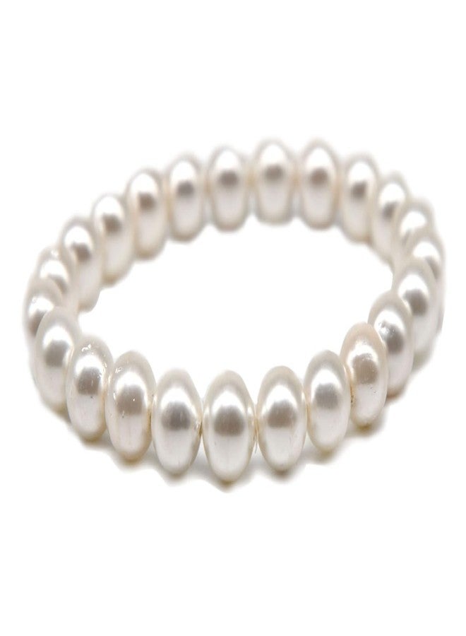 SHIVAMAGATE SHIVAM AGATE White Pearl (Moti) 8mm Beads for Men, Women, Boys & Girls | Elastic Bracelet | Stylish & Elegant Jewelry for Calmness Healing Bracelet - Image 4