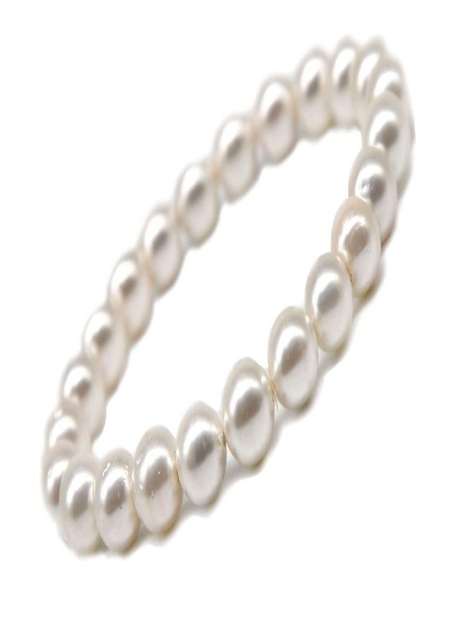 SHIVAMAGATE SHIVAM AGATE White Pearl (Moti) 8mm Beads for Men, Women, Boys & Girls | Elastic Bracelet | Stylish & Elegant Jewelry for Calmness Healing Bracelet - Image 5