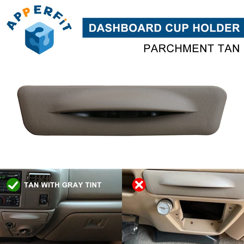APPERFiT in Dash Cup Holder Insert w/Ashtray Tan Compatible with Ford F250 F350 F450 F550 Super Duty Truck Excursion 1999-2004 Dashboard Pull Out Cupholder YC3Z-2513560-CAB - Image 3