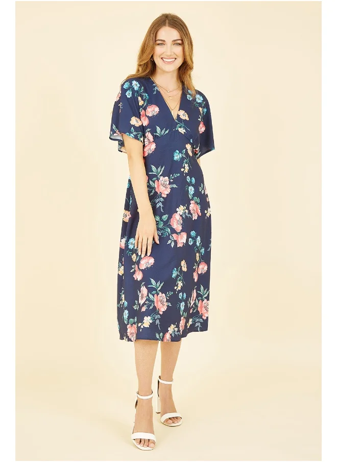 يامي Floral Kimono Midi Dress
