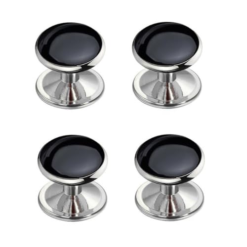 VAMA FASHIONS Classic Silver Plated Black Cufflinks Tuxedo Blazer Suit Kurta Buttons Cuff Links Shirt Studs For Men - Image 1