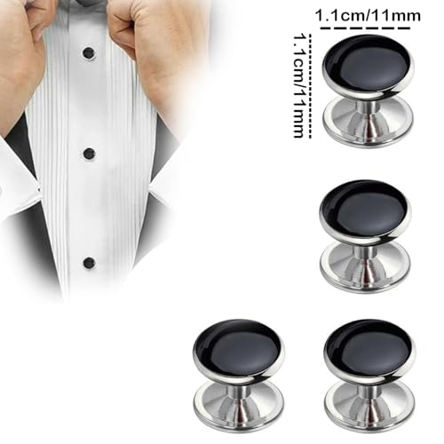 VAMA FASHIONS Classic Silver Plated Black Cufflinks Tuxedo Blazer Suit Kurta Buttons Cuff Links Shirt Studs For Men - Image 4