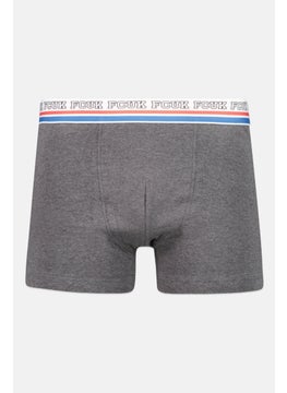 Men Brand Logo Trunk Underwear, Grey Combo