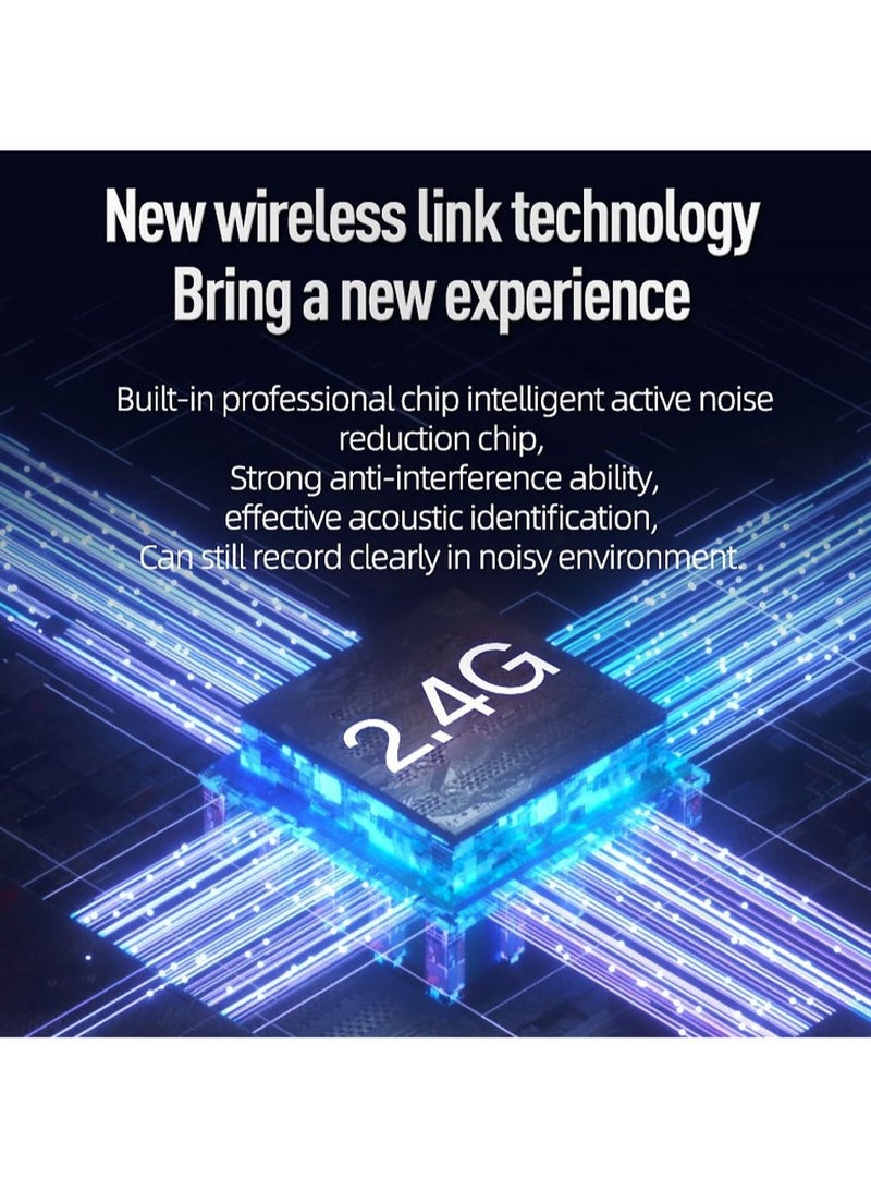 Wireless Microphone Set with Charging Case, Portable and Rechargeable Mic with Low Latency for Video Recording Studio and Interviews (2 Pcs) - Image 5