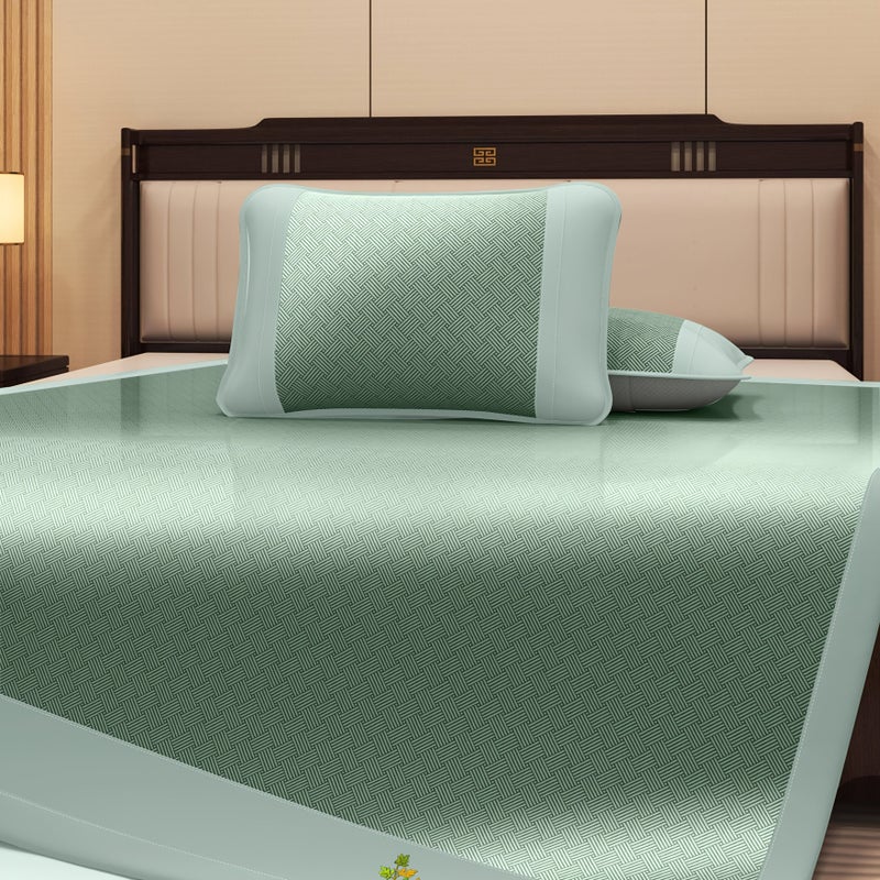 Blue Solid Cooling Mat Set 59x78 Inches with Two Pillowcases Foldable Comfortable And Lightweight For Summer Use - Image 5