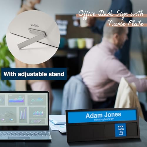 EliteSign Name Plate for Desk& Office Door Sign, 6 Options Do Not Disturb, In A Meeting, Out of Office, Working Remotely, Please Knock, Stick or Stand with Desk Name Plate, Brushed silver - Image 5