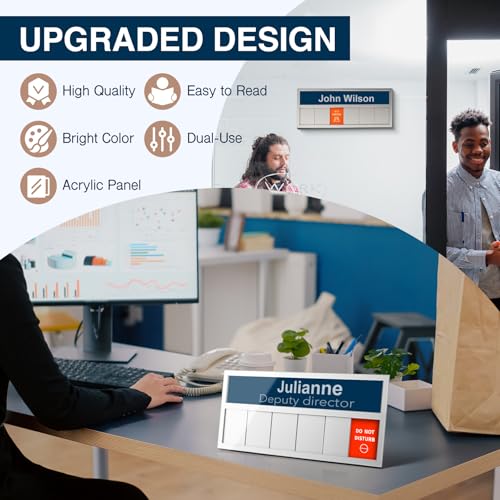 EliteSign Name Plate for Desk& Office Door Sign, 6 Options Do Not Disturb, In A Meeting, Out of Office, Working Remotely, Please Knock, Stick or Stand with Desk Name Plate, Brushed silver - Image 3