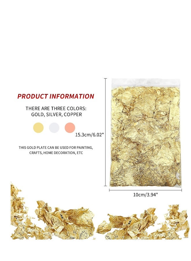 Gilding Flakes Set for Art and Craft Projects - Gold, Silver, and Copper Leaf Flakes for Jewelry Making and Nail Art (Not Edible) - 3 Bags - Image 3