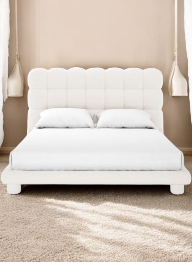 Karnak Samantha Tufted Boucle Bed Upholstered Queen Size160x200cm Bed Frame - Modern Bedroom Furniture - Image 3