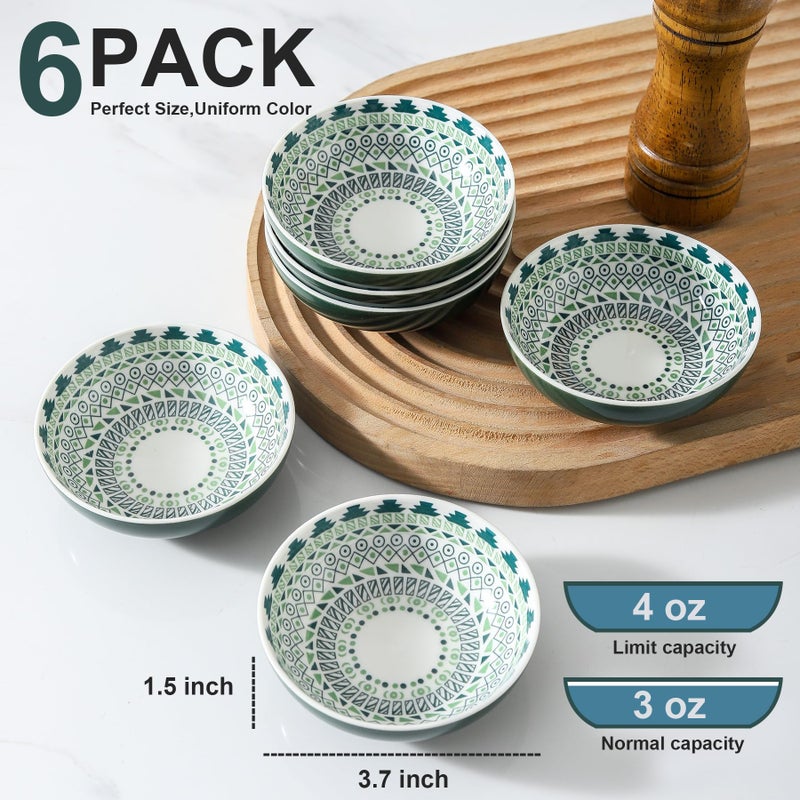 Howise Set of 6 Deep Soy Sauce Dishes, 3.7 inch Ceramic Dipping Bowls 4 oz Small Dip Bowls Sauce cups for Condiment Sushi Bowl, Mini Bowl for Side Dish, Ketchup, Soy Appetizer Plates - Image 2