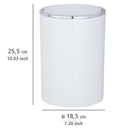 WENKO Inca Trash Can with Lid, Waste Bin with Swing Lid, Small Trash Can, Mini Trash Can, Small Garbage Can, Small Waste Basket, 1.3 Gal, Ø 7.28 x 10.04 in, White - Image 4