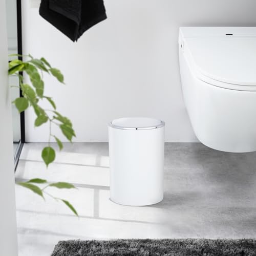 WENKO Inca Trash Can with Lid, Waste Bin with Swing Lid, Small Trash Can, Mini Trash Can, Small Garbage Can, Small Waste Basket, 1.3 Gal, Ø 7.28 x 10.04 in, White - Image 5