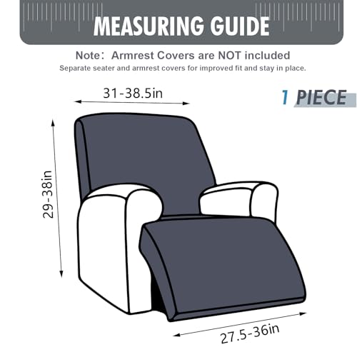 YUEANG 100% Waterproof Recliner Cover, 1 Pieces Reclining Chair Cover Stretch Sofa Slipcovers Washable Furniture Protector for Pets, Dogs, Kids (Dark Gray, 1 Seater X-Large) - Image 4