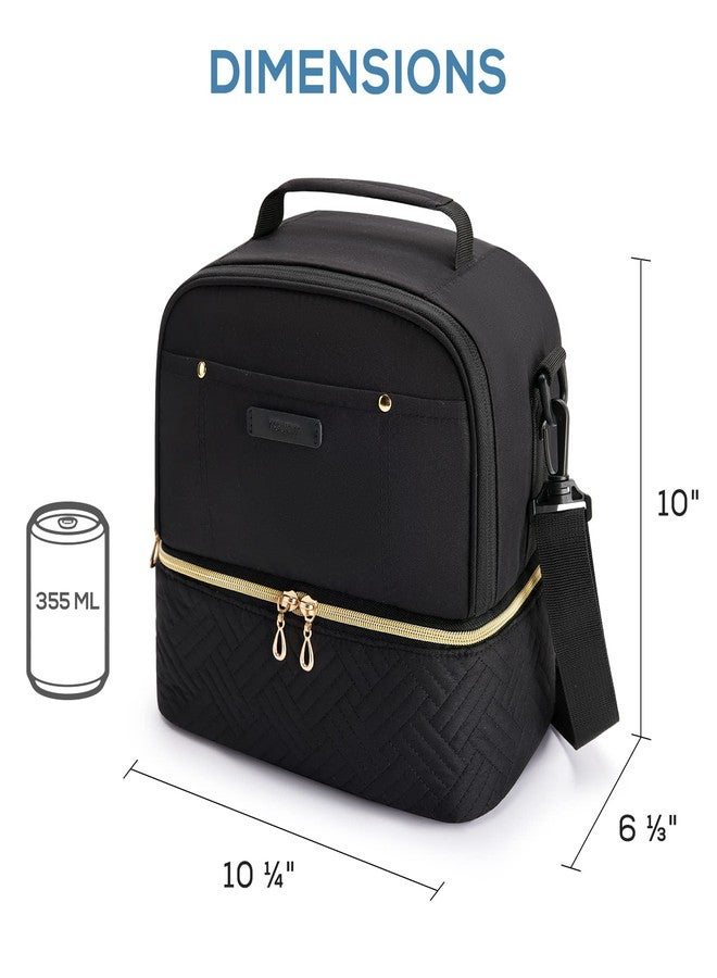 TOURIT Lunch Bag Women Double Deck Lunch Box Insulated Lunch Cooler for Women Men Work, Black - Image 3
