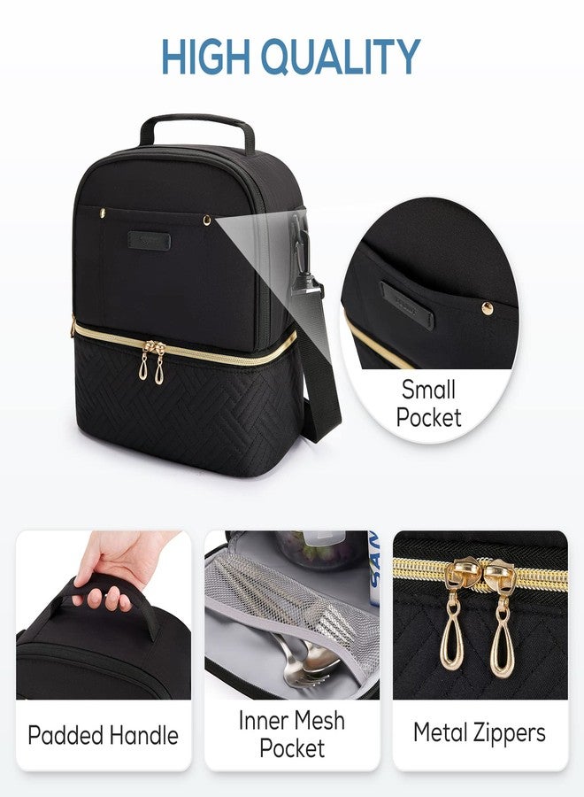 TOURIT Lunch Bag Women Double Deck Lunch Box Insulated Lunch Cooler for Women Men Work, Black - Image 5