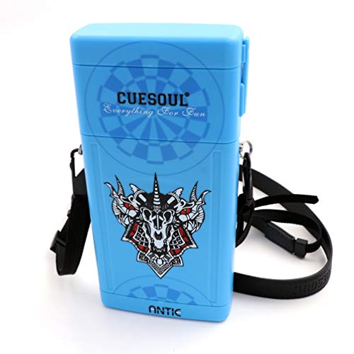 CUESOUL ANTIE Blue Dart Case Hard,Holds 6 Steel Tip Darts/Soft Tip Darts & Extra Dart Tips,Shafts & Flights,Durable Use - Image 1