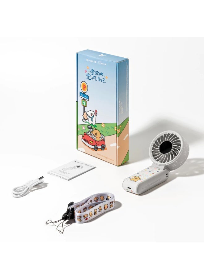 JisuLife Life7 Handheld Portable Fan Grey Limited Edition 5000mAh Rechargeable Battery Up to 19.5 Hours Runtime Foldable Mini Fan USB Fast Charging Quiet Personal Cooling Fan Cute Design for Travel Office Home Outdoor Camping UAE Summer - Image 4