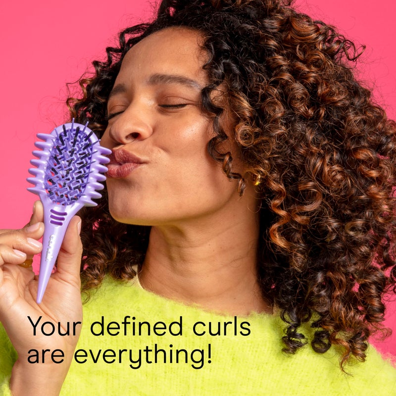 Conair Curl Define Pro Mini Detangler Brush for Loose Curls, Dual-Vent Design Curl Defining Brush with Continuous Grooves, Mixed Bristles for Frizz-Free Detangling, Smoothing, and Definition, Purple - Image 5