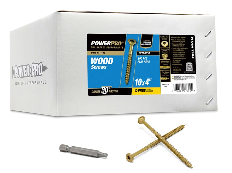 Power Pro Premium Exterior Wood Screws 10 x 4 Inch AllPurpose Deck Screws for Outdoor Projects T25 Star Bit Included Bronze 900 Pieces 967782
