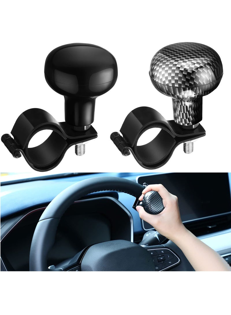 SYOSI Steering Wheel Spinner Knob, 2Pcs Vehicle Steering Wheel Turn Ball Knob Suicide Power Handle Accessories for Cars, Trucks, Tractors, Boats, Golf Cart, Black and Carbon Color - Image 1