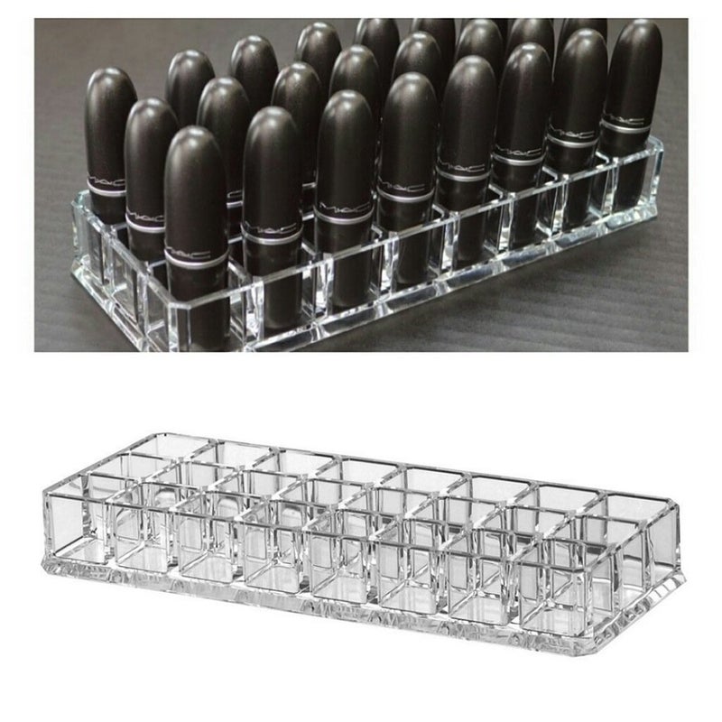 Premsons حامل أحمر الشفاه الأكريليكي من برمسونز® لتنظيم مستحضرات التجميل في الدرج 24 قسم، شفاف - Image 3