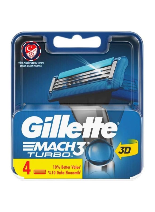 Gillette Mach 3 Turbo Razor Blades 4S - Image 1