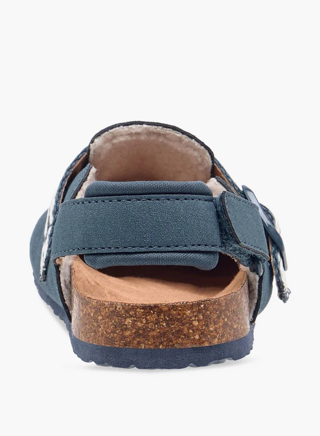 Mister Duchini Boys Buckle Accent Sandals with Hook and Loop Closure