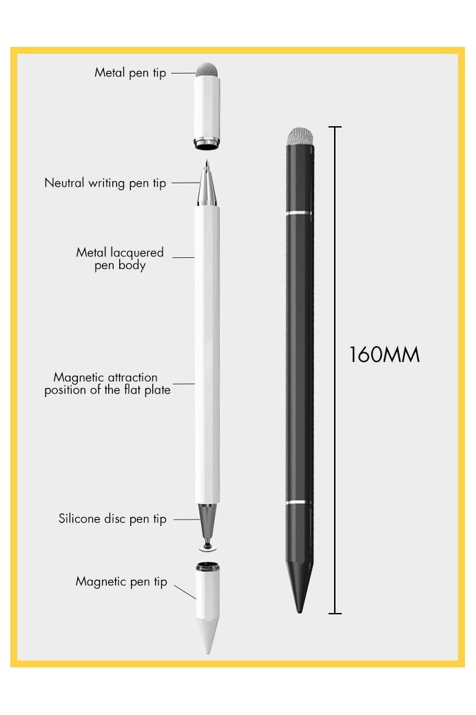 CHOWROAD 3 In 1 Design Sensitive Stylus Stylus for iPad,Magnetic stylus，smart pen for android，Universal Stylus Pens Touch Screens for Apple/iPhone/iPad pro/Mini/Air/Android/Microsoft/Samsung Galaxy PC Tablets All Capacitive Touch Screens - (Black) - Image 2