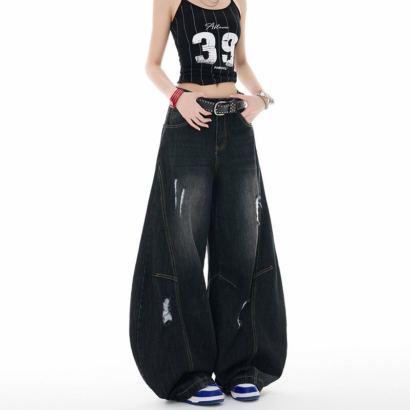 Unisex Classic Denim Jeans Loose Fit Daily Outdoor Wear - Image 1