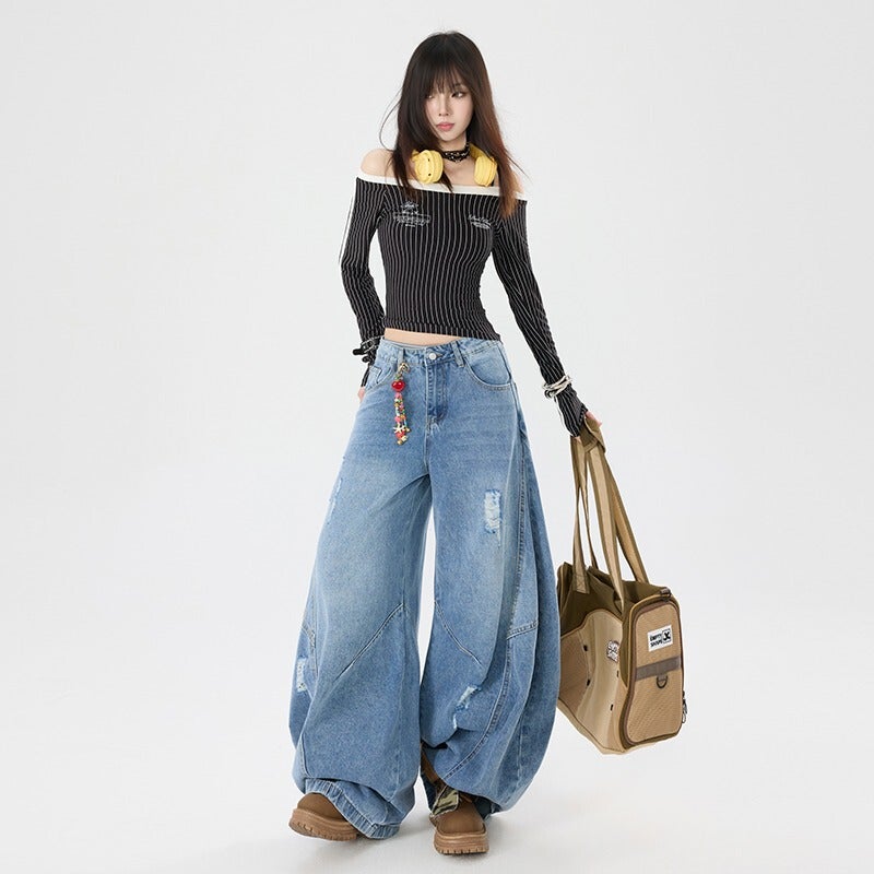 Unisex Classic Denim Jeans Loose Fit Daily Outdoor Wear - Image 3