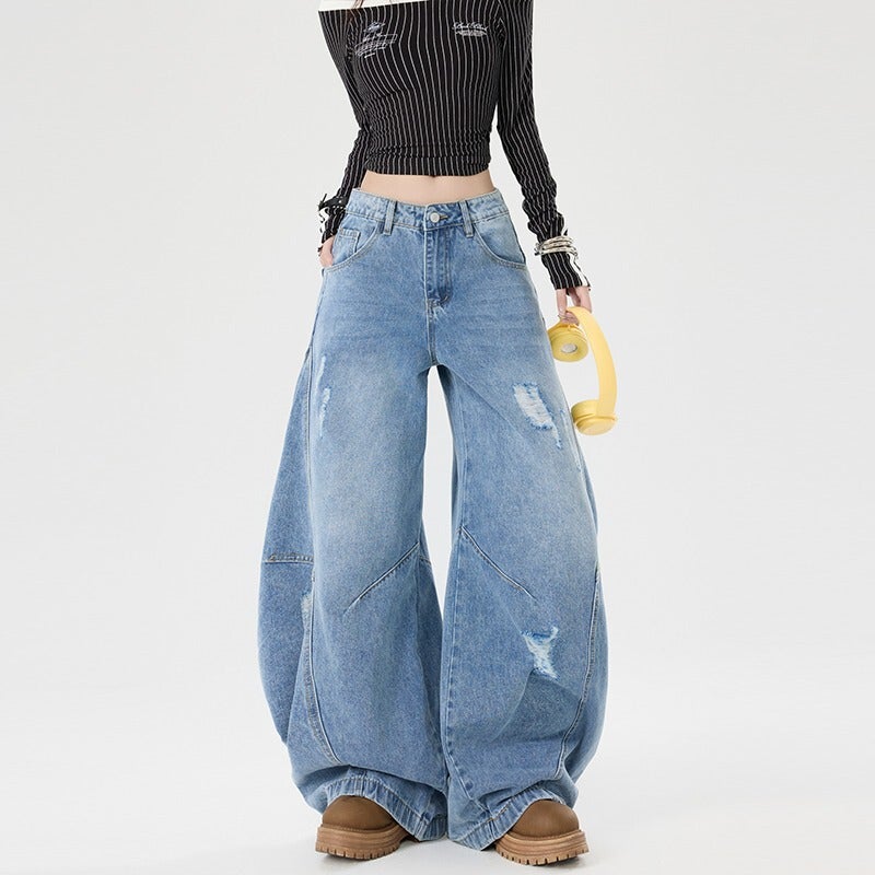 Unisex Classic Denim Jeans Loose Fit Daily Outdoor Wear - Image 2