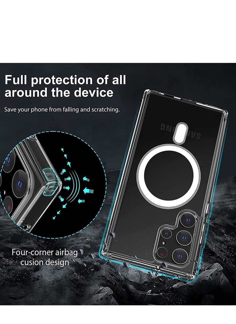Galaxy S25 Ultra Case with Support Magsafe Charging Ultra Thin Shockproof Transparent Non-Yellowing Compatible with Samsung Galaxy S25 Ultra Cover