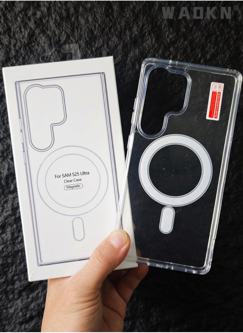 Galaxy S25 Ultra Case with Support Magsafe Charging Ultra Thin Shockproof Transparent Non-Yellowing Compatible with Samsung Galaxy S25 Ultra Cover