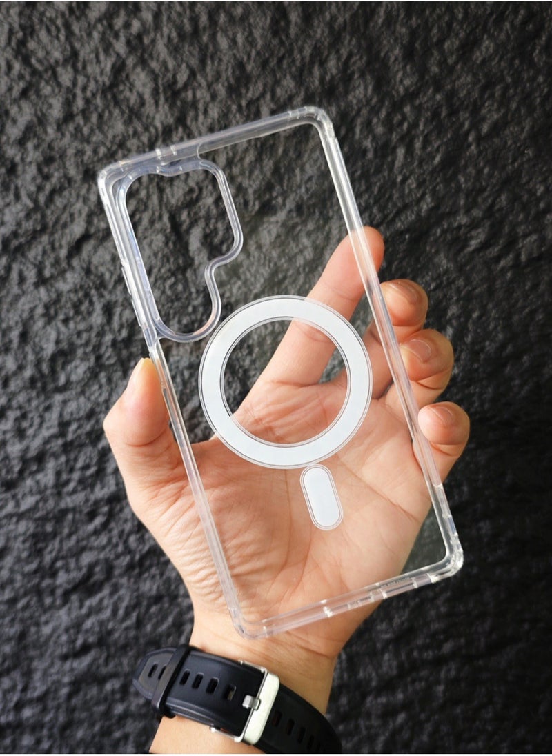 Galaxy S25 Ultra Case with Support Magsafe Charging Ultra Thin Shockproof Transparent Non-Yellowing Compatible with Samsung Galaxy S25 Ultra Cover