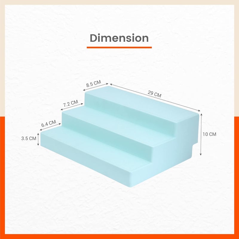 Bathla Plastic Shelf Organizer - (Set of 2) Multi-Purpose Display Cabinet for Kitchen, Home & Office | 3 Wide Steps | Spice Rack Stand | Make Up & Cosmetic Organiser | Non Skid | Baby Blue - Image 2