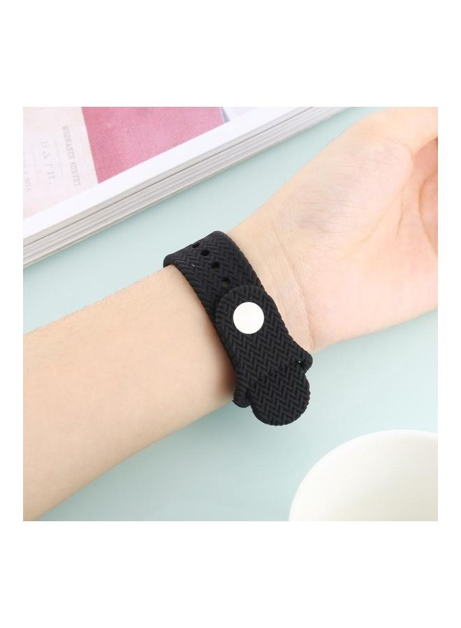 NIBEMINENT Woven Pattern Snap Watchband For Apple Watch Series 7 45mm/6 & SE 5 4 44mm/3 2 1 42mm Black - Image 5